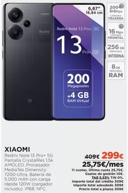 Oferta de Xiaomi - Redmi Note 13 Pro+ 5g por 299€ en El Corte Inglés