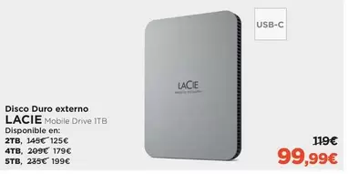 Oferta de Lacie - Disco Duro Externo por 99,99€ en El Corte Inglés