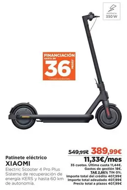 Oferta de Xiaomi - Patinete Eléctrico por 389,99€ en El Corte Inglés