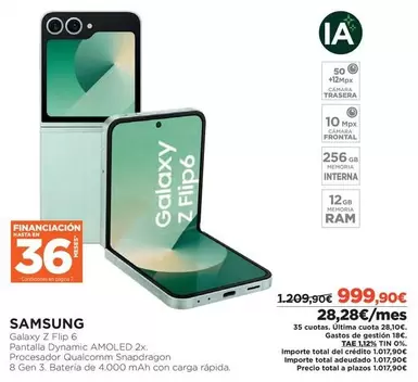 Oferta de Ram - Galaxy Z Flip6 por 999,9€ en El Corte Inglés