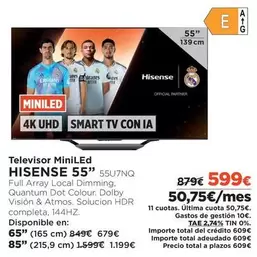 Oferta de Hisense - Televisor Miniled por 599€ en El Corte Inglés