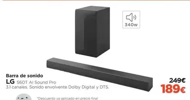 Oferta de LG - Barra De Sonido por 189€ en El Corte Inglés