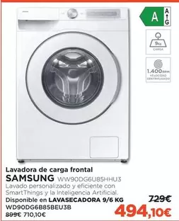 Oferta de Samsung - Lavadora De Carga Frontal Ww90dg6u85hhj3 por 494,1€ en El Corte Inglés