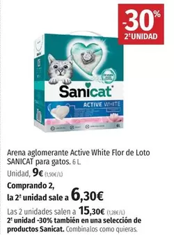 Oferta de Sanicat - Arena Aglomerante Active White Flor De Loto Para Gatos por 9,5€ en El Corte Inglés