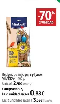 Oferta de Vitakraft - Espigas De Mijo Para Pajaros por 2,75€ en El Corte Inglés