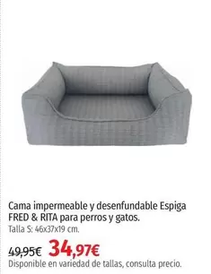 Oferta de Rita - Cama Impermeable Y Desenfundable Espiga Para Perros Y Gatos por 34,97€ en El Corte Inglés