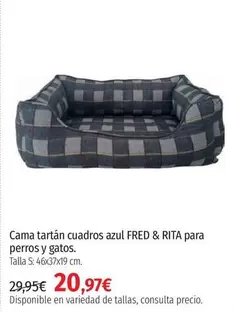 Oferta de Rita - Cama Tartan Cuadros Azul Fred &  Para Perros Y Gatos por 20,97€ en El Corte Inglés