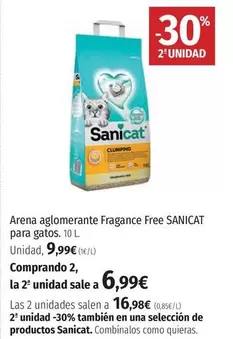 Oferta de Sanicat - Arena Aglomerante Fragance Free Para Gatos por 9,99€ en El Corte Inglés