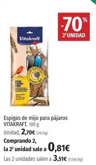 Oferta de Vitakraft - Espigas De Mijo Para Pajaros por 2,7€ en El Corte Inglés