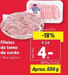 Oferta de Filetes De Lomo De Cerdo por 4€ en Lidl