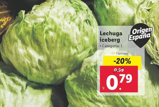 Oferta de Lechuga Iceberg por 0,79€ en Lidl