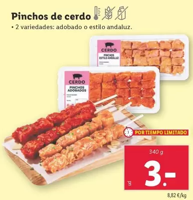 Oferta de Pinchos De Cerdo por 3€ en Lidl