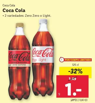 Oferta de Coca Cola  por 1€ en Lidl