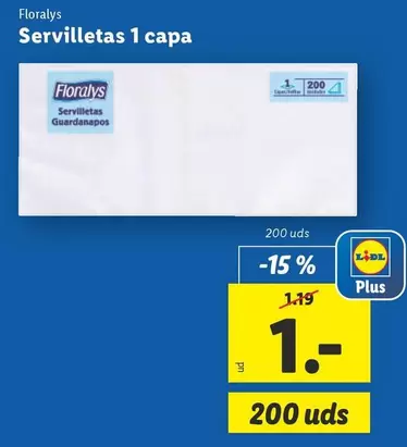 Oferta de Floralys - Servilletas 1 Capa por 1€ en Lidl