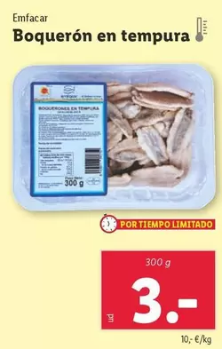 Oferta de Emfacar - Boqueron En Tempura por 3€ en Lidl