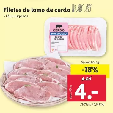 Oferta de Filetes De Lomo De Cerdo por 4€ en Lidl