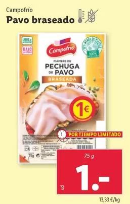 Oferta de Campofrío - Pavo Braseado por 1€ en Lidl