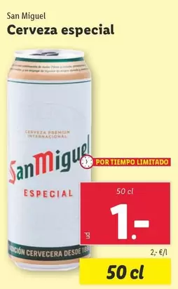 Oferta de San Miguel - Cerveza Especial por 1€ en Lidl