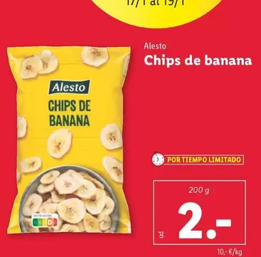 Oferta de Alesto - Chips De Banana por 2€ en Lidl