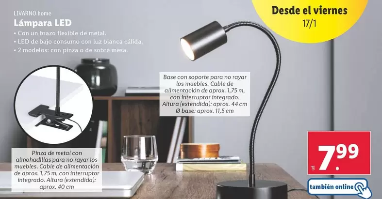 Oferta de Livarno Home - Lampara Led por 7,99€ en Lidl