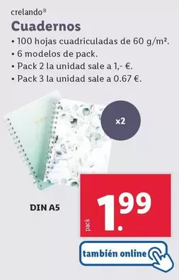 Oferta de Crelando - Cuadernos por 1,99€ en Lidl