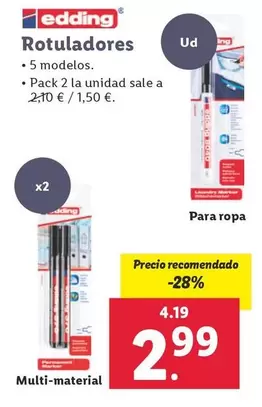 Oferta de Edding - Rotuladores por 2,99€ en Lidl