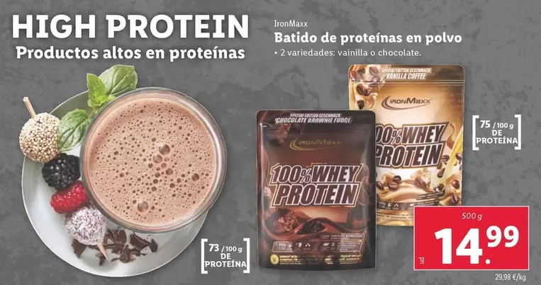 Oferta de Ironmax - Batido De Proteinas En Polvo por 14,99€ en Lidl