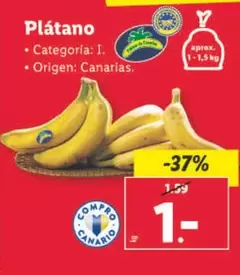 Oferta de Platano por 1€ en Lidl