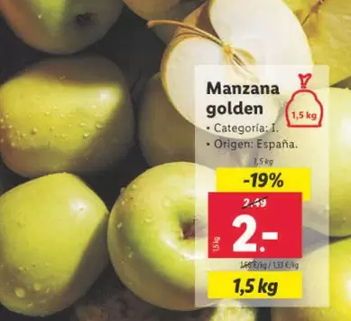 Oferta de Manzana Golden por 2€ en Lidl