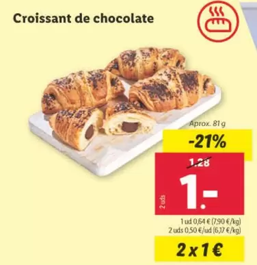 Oferta de Croissant De Chocolate por 1€ en Lidl