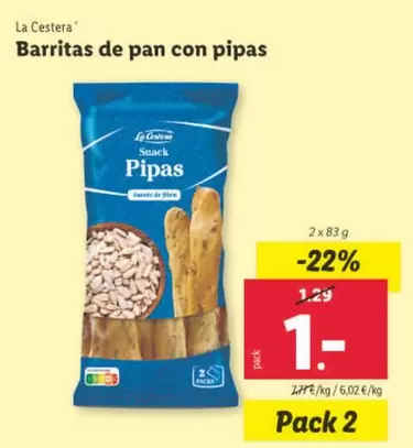 Oferta de La Cestera - Barritas De Pan Con Pipas por 1€ en Lidl