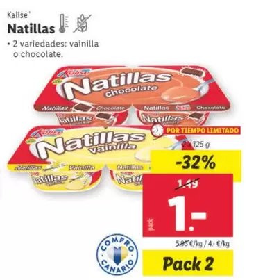 Oferta de Kalise - Natillas por 1€ en Lidl