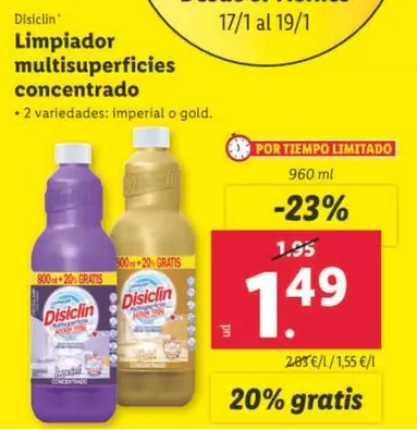 Oferta de Disiclin - Limpiador Multisuperficies Concentrado por 1,49€ en Lidl