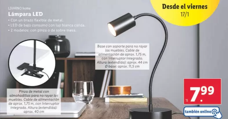 Oferta de Livarno Home - Lampara Led por 7,99€ en Lidl