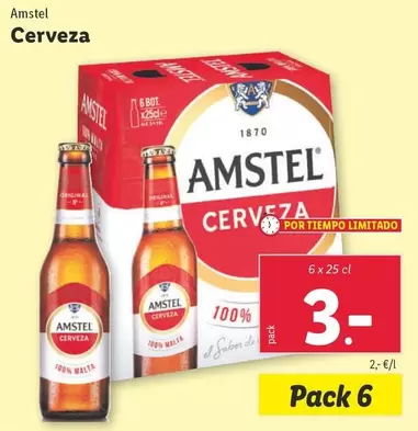 Oferta de Amstel - Cerveza por 3€ en Lidl