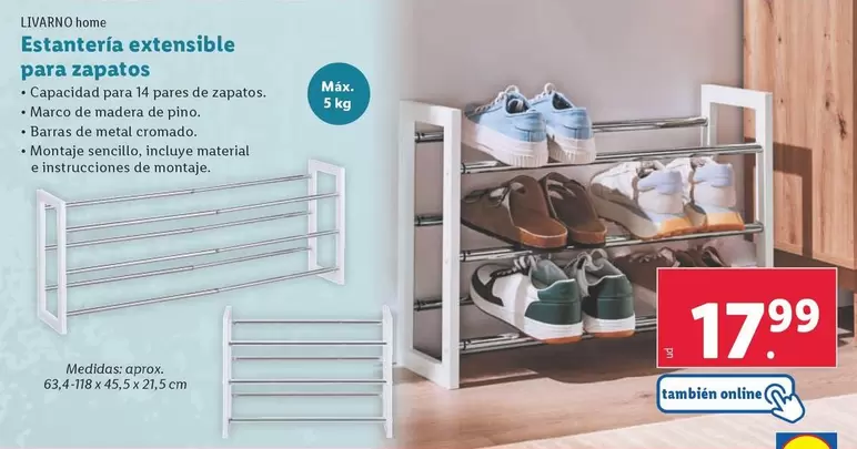 Oferta de Livarno Home - Estantería Extensible Para Zapatos por 17,99€ en Lidl