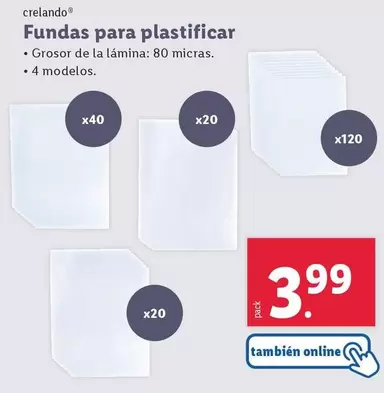 Oferta de Crelando - Fundas Para Plastificar por 3,99€ en Lidl