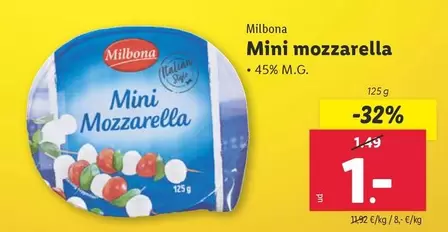 Oferta de Milbona - Mini Mozzarella por 1€ en Lidl