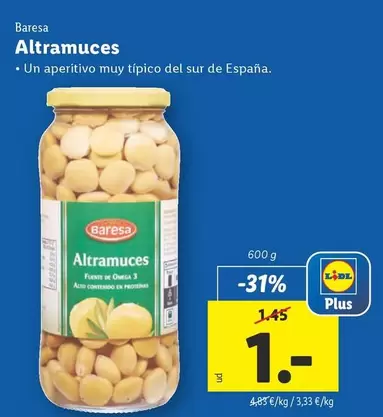 Oferta de Baresa - Altramuces por 1€ en Lidl