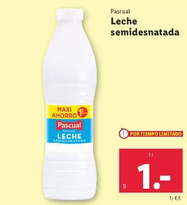 Oferta de Pascual - Leche Semidesnatada por 1€ en Lidl