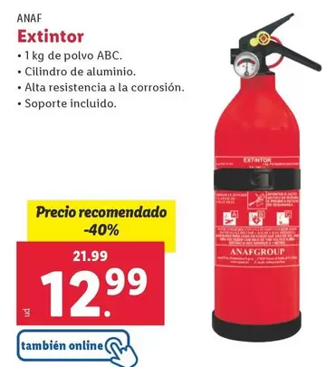 Oferta de Anaf - Extintor por 12,99€ en Lidl