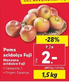 Oferta de Manzana Acidulce Fuji por 2€ en Lidl