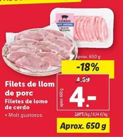 Oferta de Filetes De Lomo De Cerdo por 4€ en Lidl