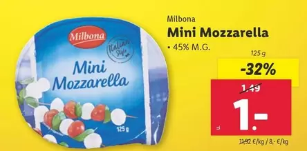 Oferta de Milbona - Mini Mozzarella por 1€ en Lidl