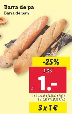 Oferta de Barra De Pan por 1€ en Lidl