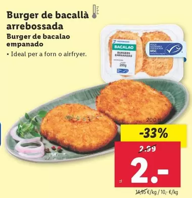 Oferta de Burger De Bacalao Empanado por 2€ en Lidl