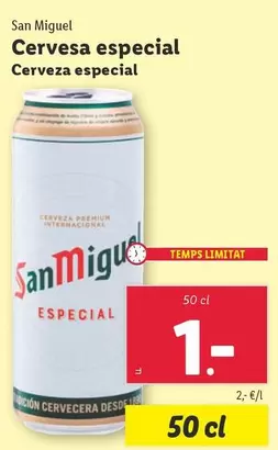 Oferta de San Miguel - Cerveza Especial por 1€ en Lidl