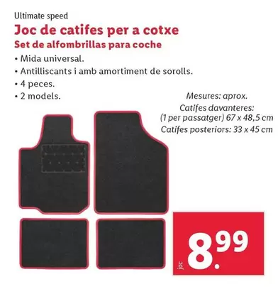 Oferta de Ultimate Speed - Set De Alfombrillas Para Coche por 8,99€ en Lidl