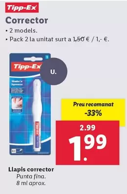 Oferta de Tipp-Ex - Corrector por 1,99€ en Lidl