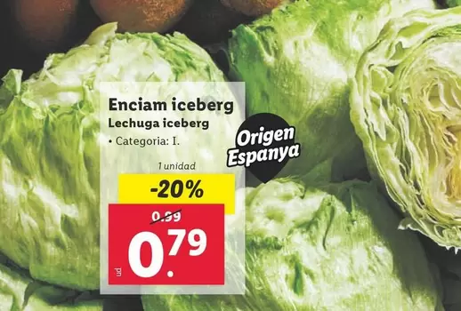 Oferta de Lechuga Iceberg por 0,79€ en Lidl